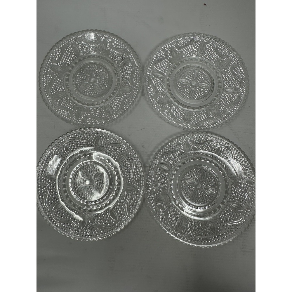 Set Of 4 Tiara Glass Sandwich Plate 5 3/4" Raised Dots 1940's Dessert Plates